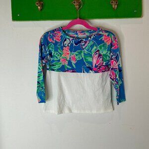 Lilly Pulitzer Girls NWT Mini Finn Top Pundy Blue Isle Be Black - Size XS